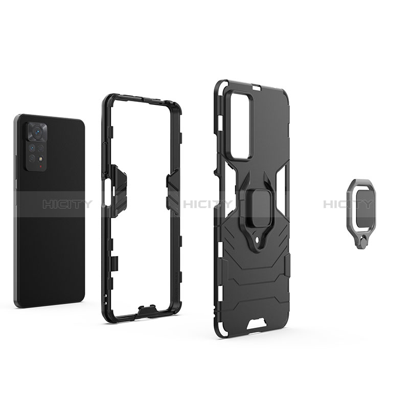 Custodia Silicone e Plastica Opaca Cover con Magnetico Anello Supporto per Xiaomi Redmi Note 11 Pro 4G