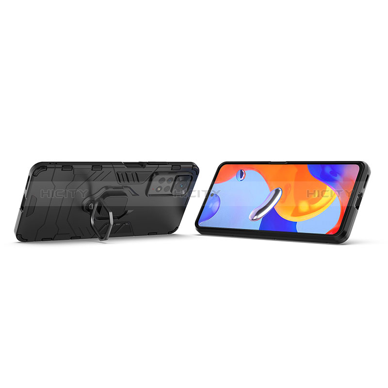 Custodia Silicone e Plastica Opaca Cover con Magnetico Anello Supporto per Xiaomi Redmi Note 11 Pro 4G