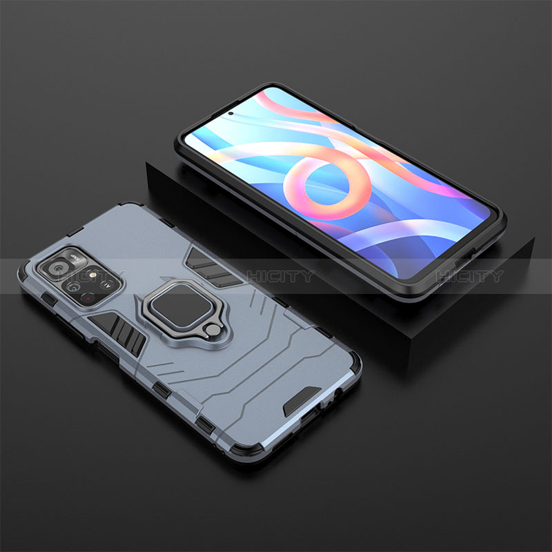 Custodia Silicone e Plastica Opaca Cover con Magnetico Anello Supporto per Xiaomi Redmi Note 11S 5G