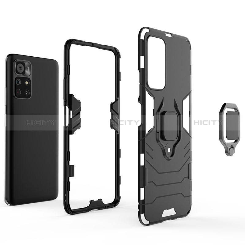 Custodia Silicone e Plastica Opaca Cover con Magnetico Anello Supporto per Xiaomi Redmi Note 11S 5G