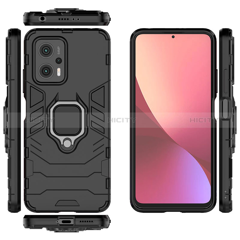 Custodia Silicone e Plastica Opaca Cover con Magnetico Anello Supporto per Xiaomi Redmi Note 11T Pro 5G