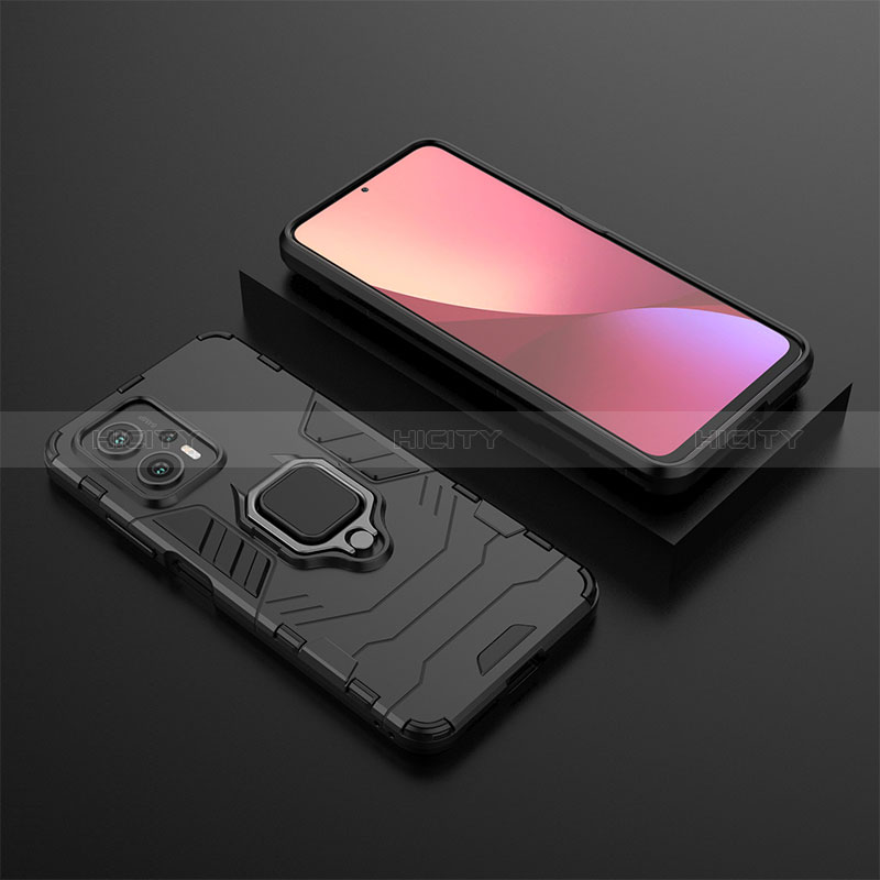 Custodia Silicone e Plastica Opaca Cover con Magnetico Anello Supporto per Xiaomi Redmi Note 11T Pro+ Plus 5G