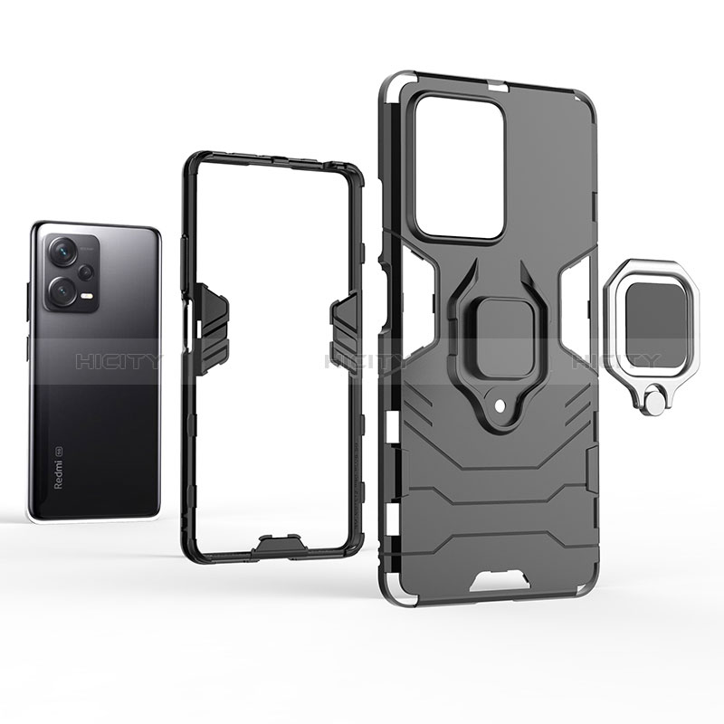 Custodia Silicone e Plastica Opaca Cover con Magnetico Anello Supporto per Xiaomi Redmi Note 12 Explorer