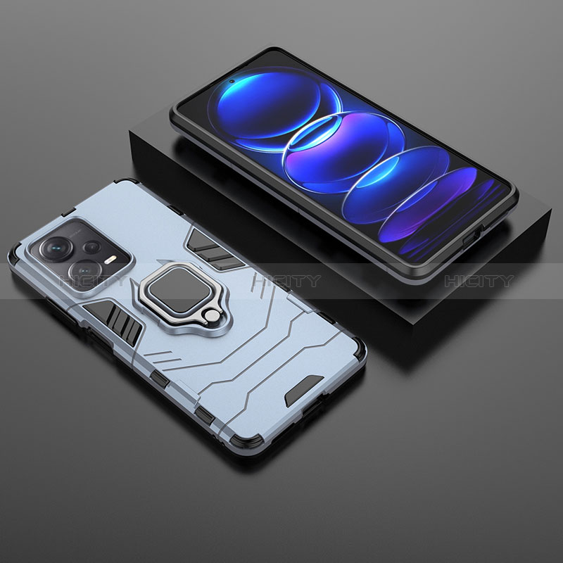 Custodia Silicone e Plastica Opaca Cover con Magnetico Anello Supporto per Xiaomi Redmi Note 12 Explorer Blu