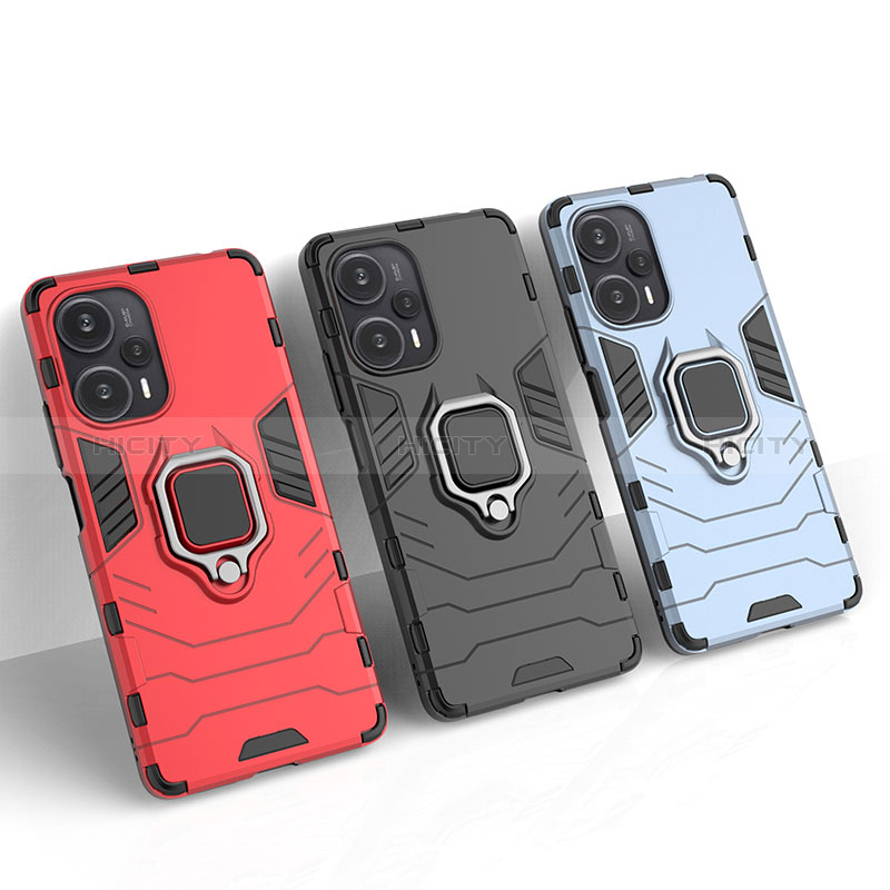 Custodia Silicone e Plastica Opaca Cover con Magnetico Anello Supporto per Xiaomi Redmi Note 12 Turbo 5G