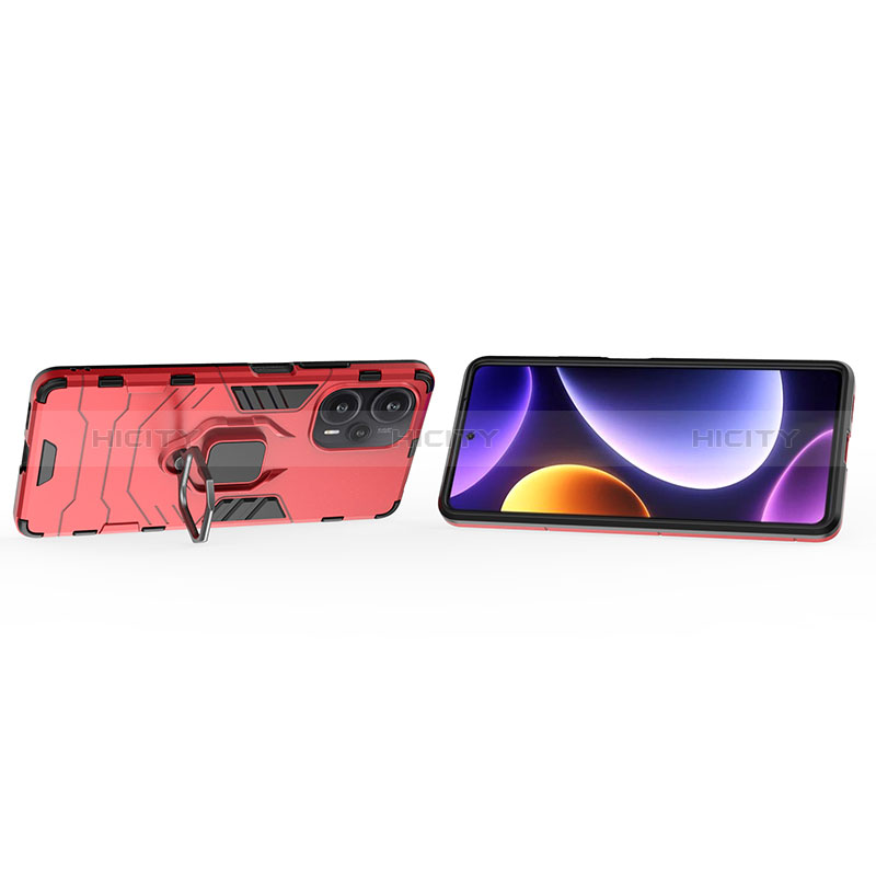 Custodia Silicone e Plastica Opaca Cover con Magnetico Anello Supporto per Xiaomi Redmi Note 12 Turbo 5G