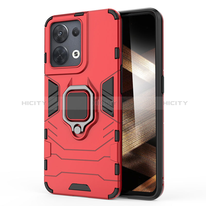 Custodia Silicone e Plastica Opaca Cover con Magnetico Anello Supporto per Xiaomi Redmi Note 13 Pro 5G Rosso