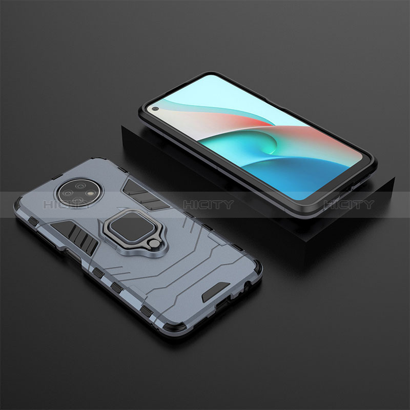 Custodia Silicone e Plastica Opaca Cover con Magnetico Anello Supporto per Xiaomi Redmi Note 9 5G