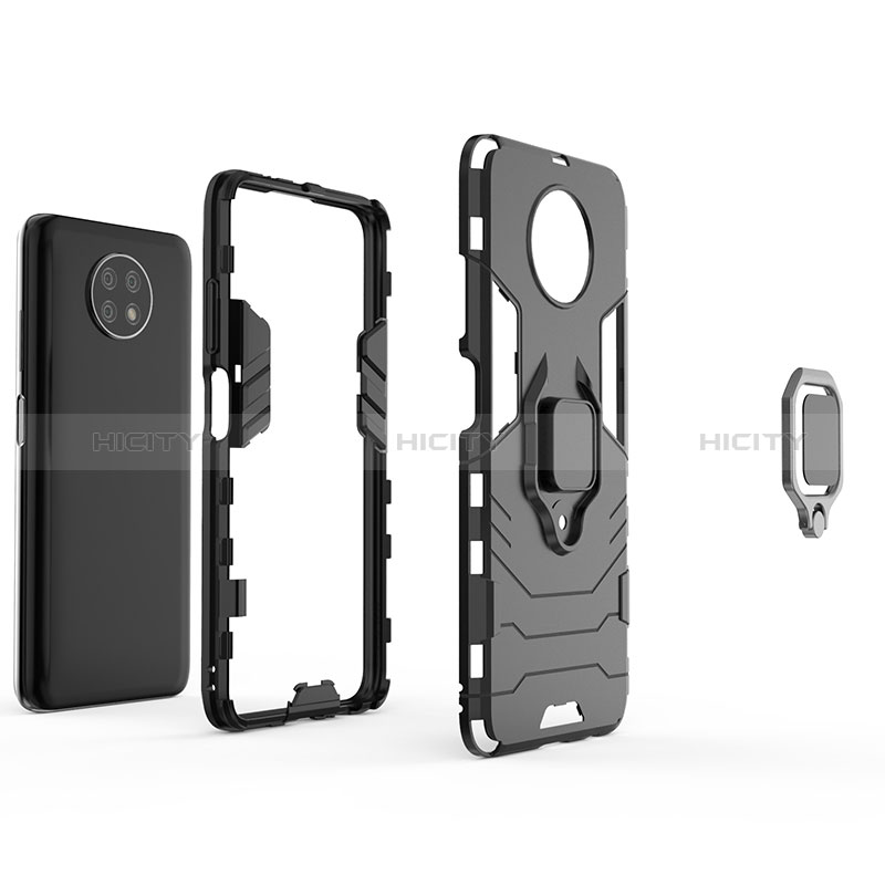 Custodia Silicone e Plastica Opaca Cover con Magnetico Anello Supporto per Xiaomi Redmi Note 9 5G