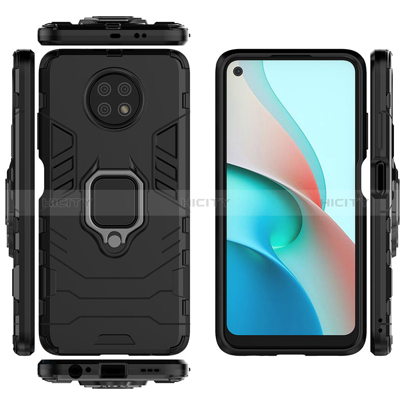 Custodia Silicone e Plastica Opaca Cover con Magnetico Anello Supporto per Xiaomi Redmi Note 9T 5G