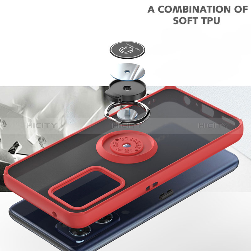 Custodia Silicone e Plastica Opaca Cover con Magnetico Anello Supporto QW1 per OnePlus Nord CE 2 5G