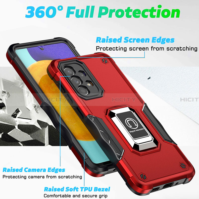 Custodia Silicone e Plastica Opaca Cover con Magnetico Anello Supporto QW1 per Samsung Galaxy A33 5G