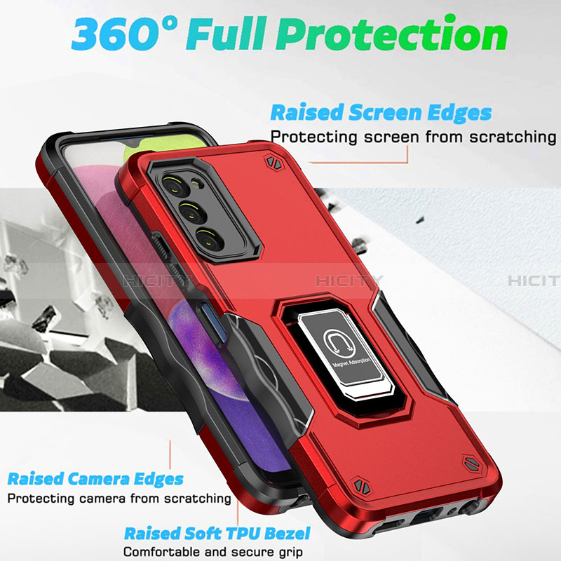 Custodia Silicone e Plastica Opaca Cover con Magnetico Anello Supporto QW1 per Samsung Galaxy F02S SM-E025F