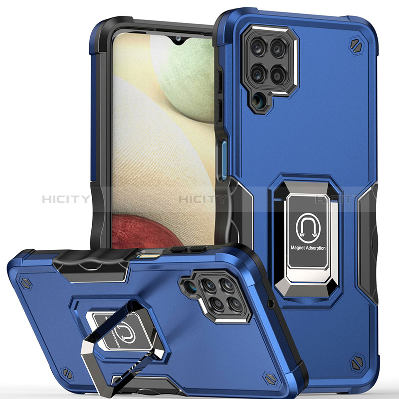 Custodia Silicone e Plastica Opaca Cover con Magnetico Anello Supporto QW1 per Samsung Galaxy M12