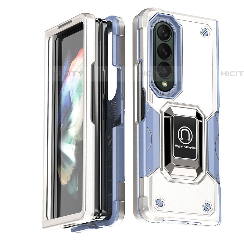 Custodia Silicone e Plastica Opaca Cover con Magnetico Anello Supporto QW1 per Samsung Galaxy Z Fold4 5G