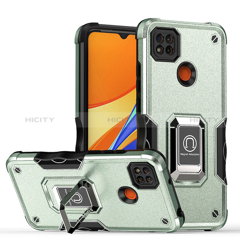 Custodia Silicone e Plastica Opaca Cover con Magnetico Anello Supporto QW1 per Xiaomi Redmi 9 Activ