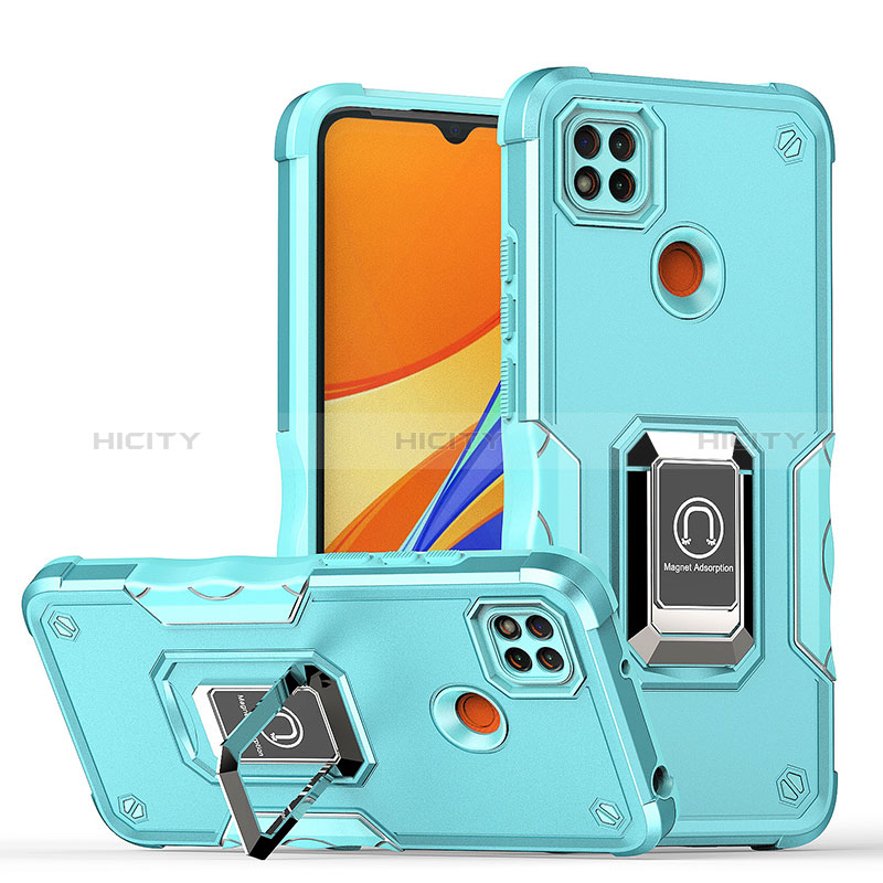 Custodia Silicone e Plastica Opaca Cover con Magnetico Anello Supporto QW1 per Xiaomi Redmi 9 Activ