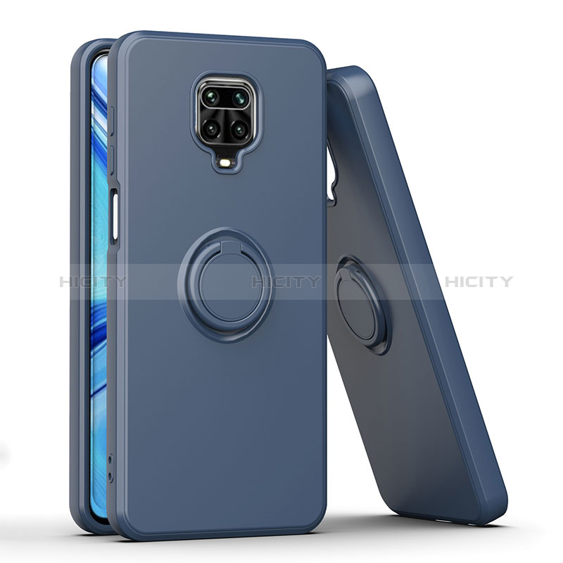 Custodia Silicone e Plastica Opaca Cover con Magnetico Anello Supporto QW1 per Xiaomi Redmi Note 9S Blu