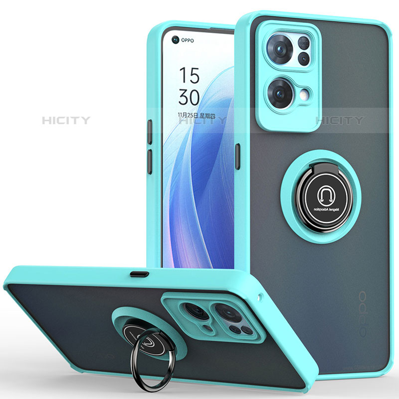 Custodia Silicone e Plastica Opaca Cover con Magnetico Anello Supporto QW2 per Oppo Reno7 Pro 5G