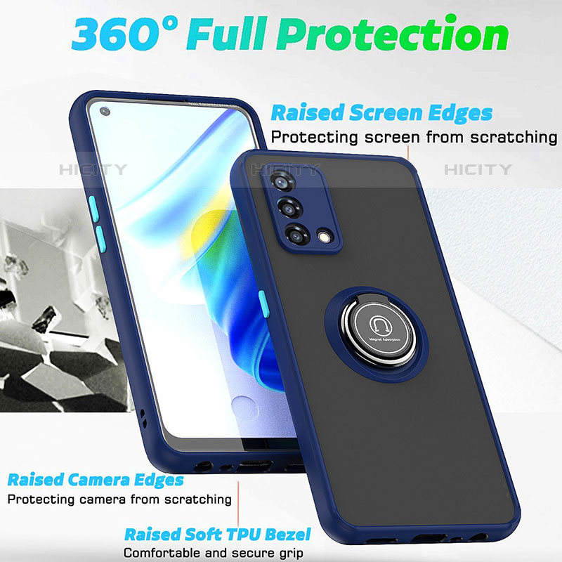 Custodia Silicone e Plastica Opaca Cover con Magnetico Anello Supporto QW2 per Oppo Reno8 4G