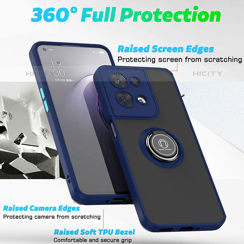 Custodia Silicone e Plastica Opaca Cover con Magnetico Anello Supporto QW2 per Oppo Reno9 Pro 5G