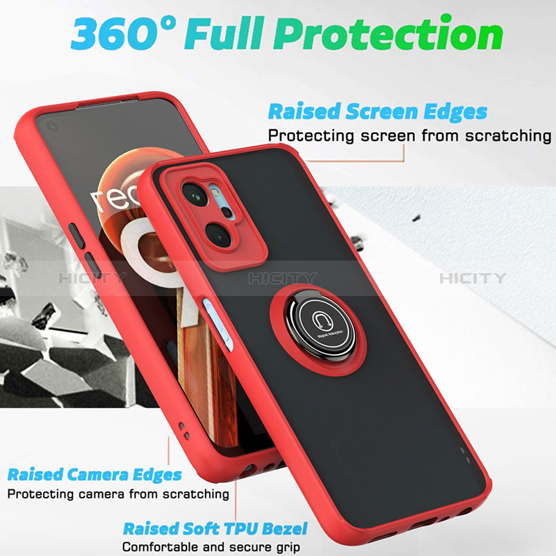 Custodia Silicone e Plastica Opaca Cover con Magnetico Anello Supporto QW2 per Realme 9i 4G