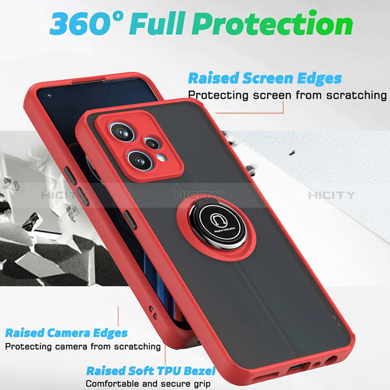 Custodia Silicone e Plastica Opaca Cover con Magnetico Anello Supporto QW2 per Realme Narzo 50 Pro 5G