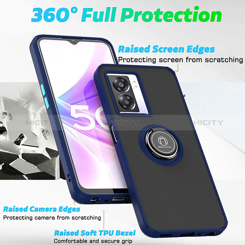 Custodia Silicone e Plastica Opaca Cover con Magnetico Anello Supporto QW2 per Realme Q5i 5G