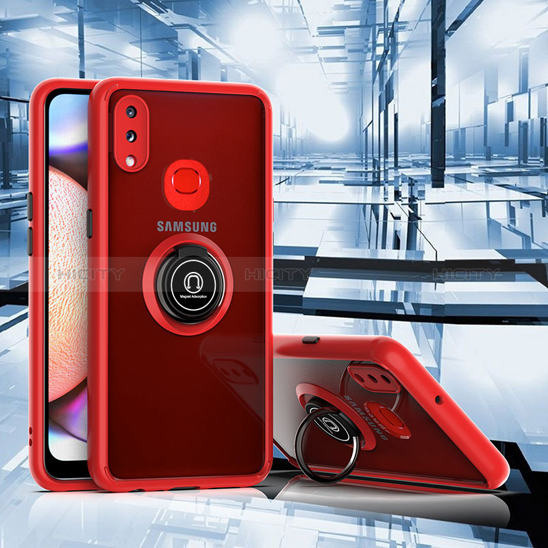 Custodia Silicone e Plastica Opaca Cover con Magnetico Anello Supporto QW2 per Samsung Galaxy A10s Rosso