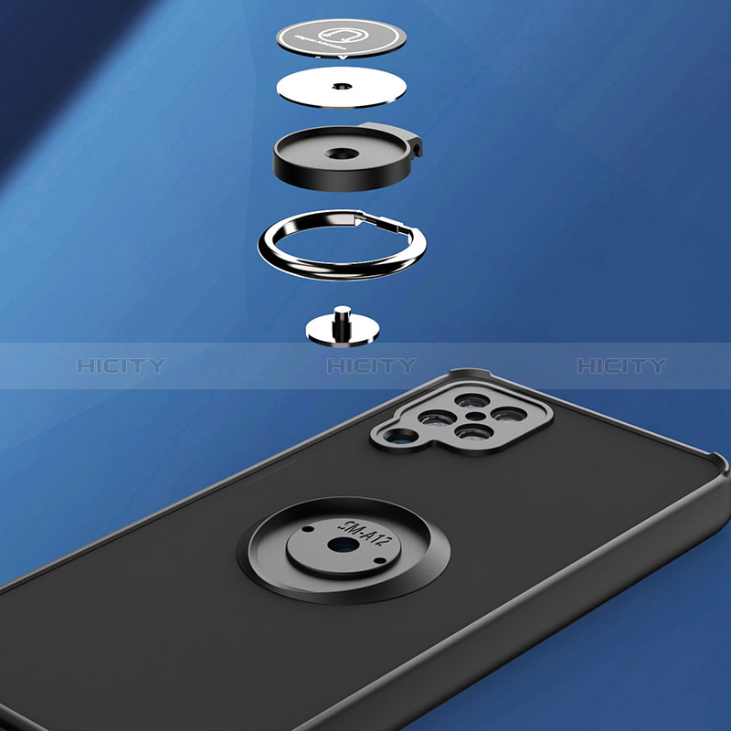 Custodia Silicone e Plastica Opaca Cover con Magnetico Anello Supporto QW2 per Samsung Galaxy A12 5G