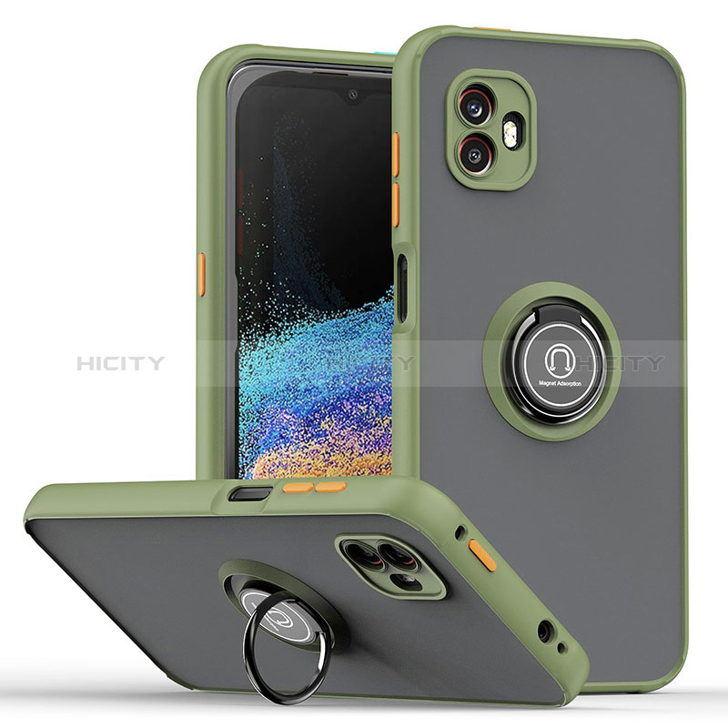 Custodia Silicone e Plastica Opaca Cover con Magnetico Anello Supporto QW2 per Samsung Galaxy XCover 6 Pro 5G Verde Militare