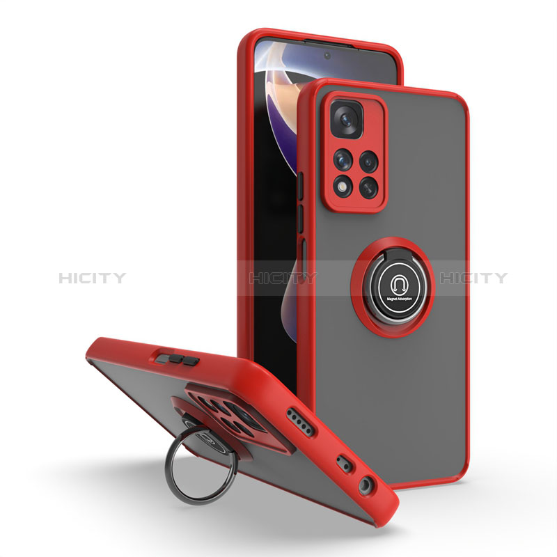 Custodia Silicone e Plastica Opaca Cover con Magnetico Anello Supporto QW2 per Xiaomi Mi 11i 5G (2022) Rosso