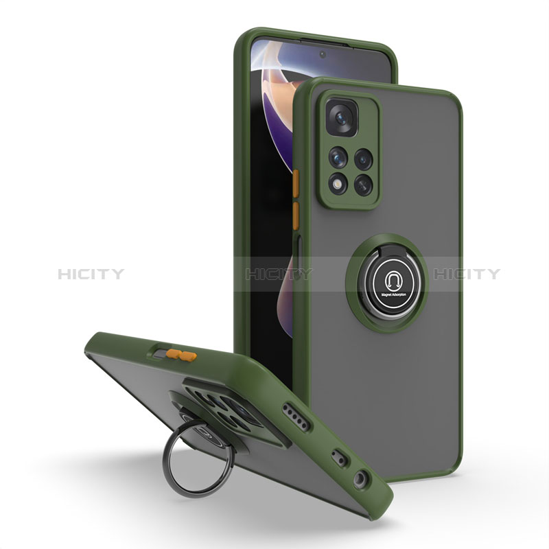 Custodia Silicone e Plastica Opaca Cover con Magnetico Anello Supporto QW2 per Xiaomi Mi 11i 5G (2022) Verde Militare