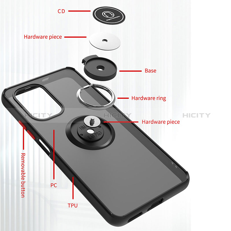 Custodia Silicone e Plastica Opaca Cover con Magnetico Anello Supporto QW2 per Xiaomi Poco F3 5G