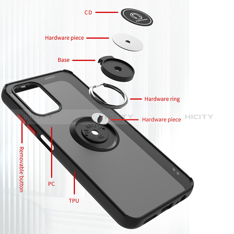 Custodia Silicone e Plastica Opaca Cover con Magnetico Anello Supporto QW2 per Xiaomi Poco M5S