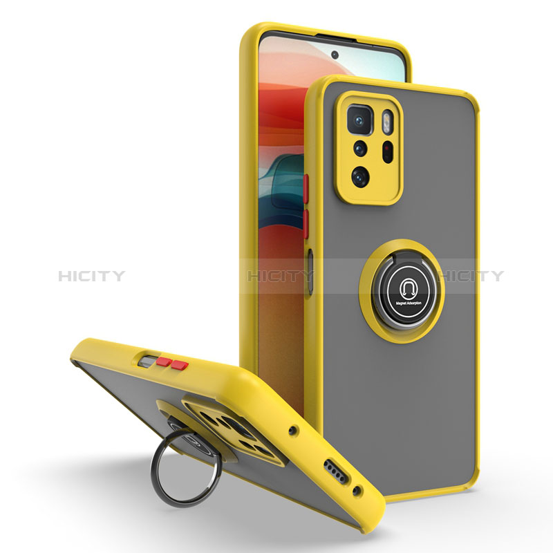 Custodia Silicone e Plastica Opaca Cover con Magnetico Anello Supporto QW2 per Xiaomi Poco X3 GT 5G Giallo