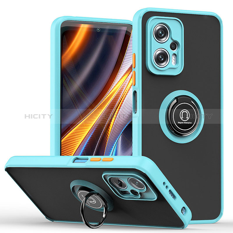 Custodia Silicone e Plastica Opaca Cover con Magnetico Anello Supporto QW2 per Xiaomi Poco X4 GT 5G