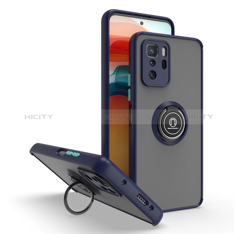 Custodia Silicone e Plastica Opaca Cover con Magnetico Anello Supporto QW2 per Xiaomi Redmi Note 10 Pro 5G