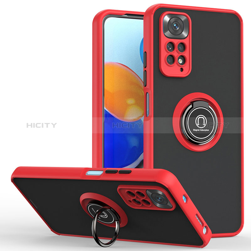 Custodia Silicone e Plastica Opaca Cover con Magnetico Anello Supporto QW2 per Xiaomi Redmi Note 11 4G (2022)