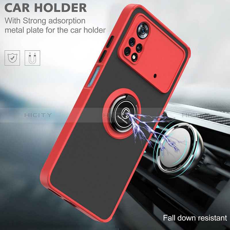 Custodia Silicone e Plastica Opaca Cover con Magnetico Anello Supporto QW2 per Xiaomi Redmi Note 11E Pro 5G