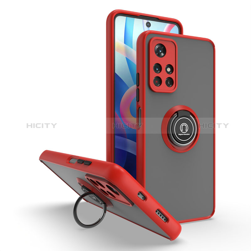 Custodia Silicone e Plastica Opaca Cover con Magnetico Anello Supporto QW2 per Xiaomi Redmi Note 11T 5G