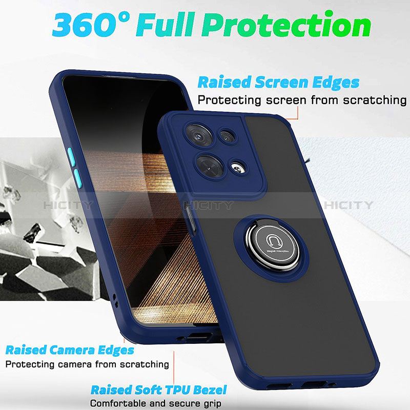 Custodia Silicone e Plastica Opaca Cover con Magnetico Anello Supporto QW2 per Xiaomi Redmi Note 13 Pro 5G