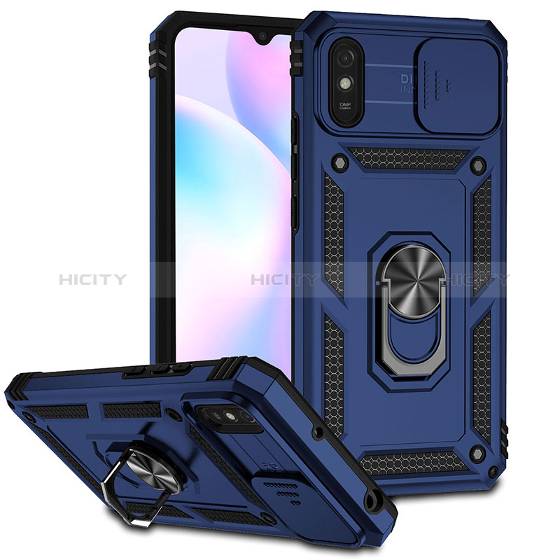 Custodia Silicone e Plastica Opaca Cover con Magnetico Anello Supporto QW3 per Xiaomi Redmi 9A