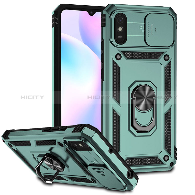 Custodia Silicone e Plastica Opaca Cover con Magnetico Anello Supporto QW3 per Xiaomi Redmi 9i