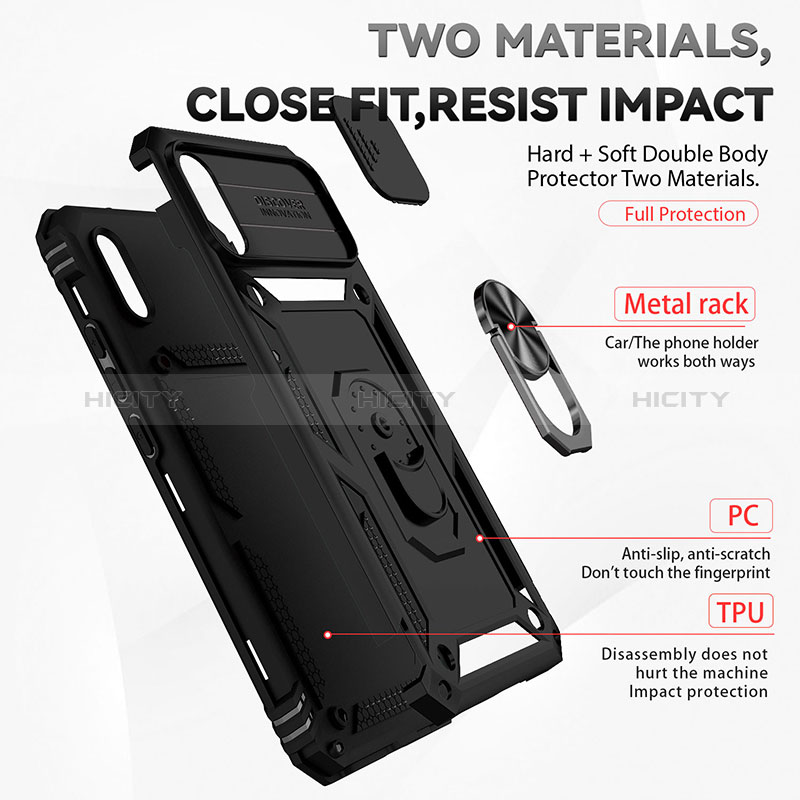 Custodia Silicone e Plastica Opaca Cover con Magnetico Anello Supporto QW3 per Xiaomi Redmi 9i