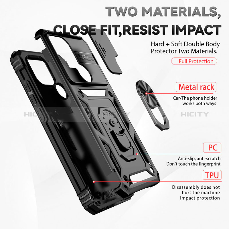 Custodia Silicone e Plastica Opaca Cover con Magnetico Anello Supporto QW3 per Xiaomi Redmi A1 Plus