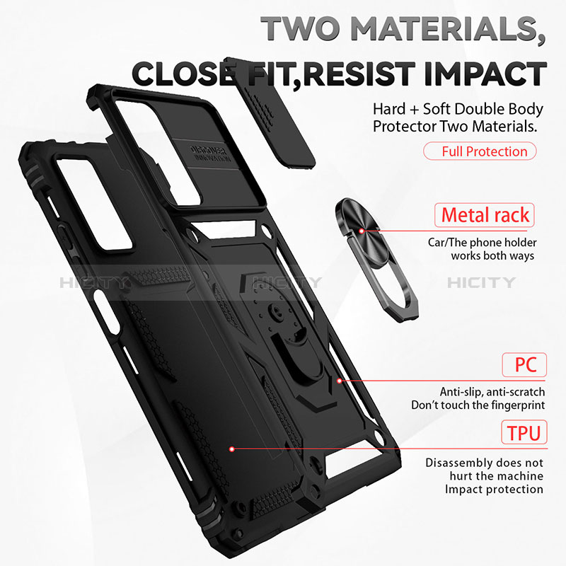 Custodia Silicone e Plastica Opaca Cover con Magnetico Anello Supporto QW3 per Xiaomi Redmi Note 11 Pro+ Plus 5G