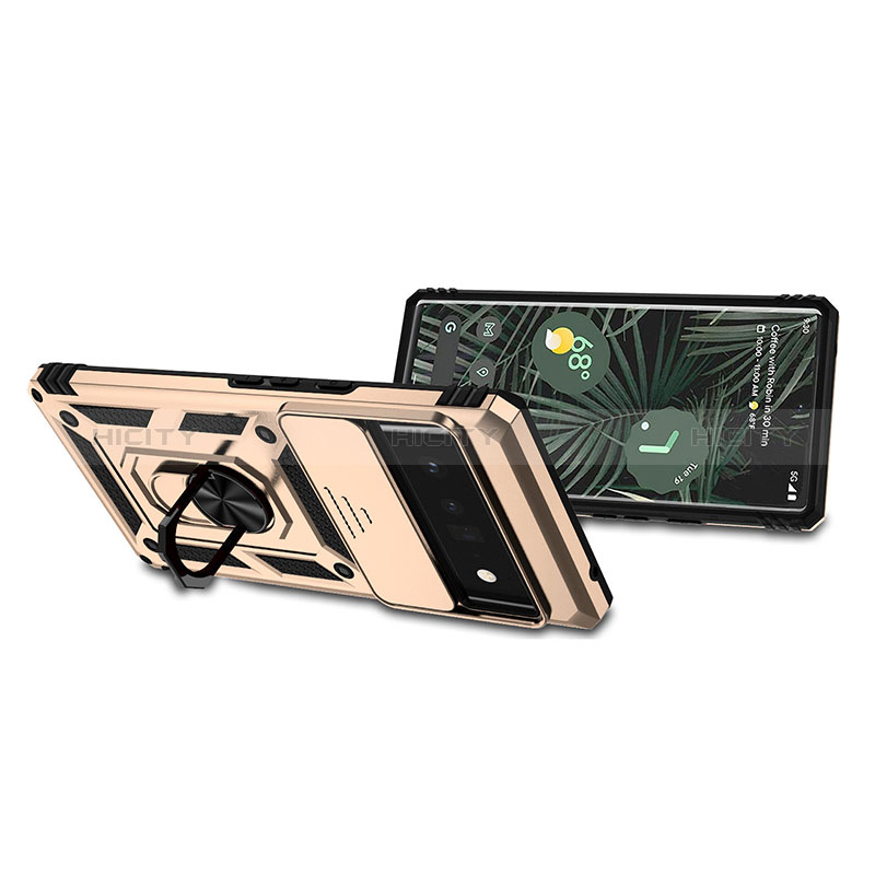 Custodia Silicone e Plastica Opaca Cover con Magnetico Anello Supporto QW4 per Google Pixel 6 Pro 5G