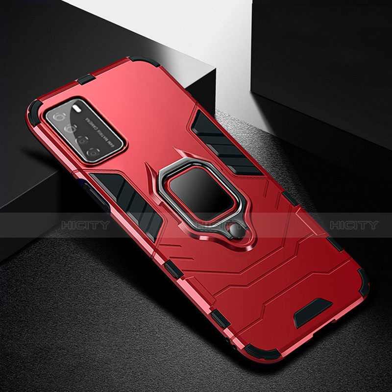 Custodia Silicone e Plastica Opaca Cover con Magnetico Anello Supporto R01 per Huawei Honor Play4 5G