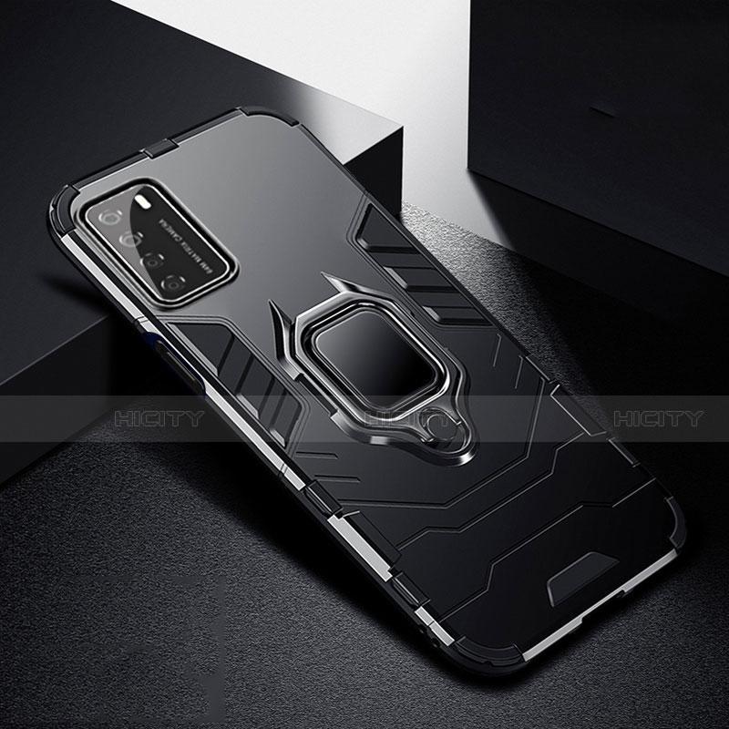 Custodia Silicone e Plastica Opaca Cover con Magnetico Anello Supporto R01 per Huawei Honor Play4 5G